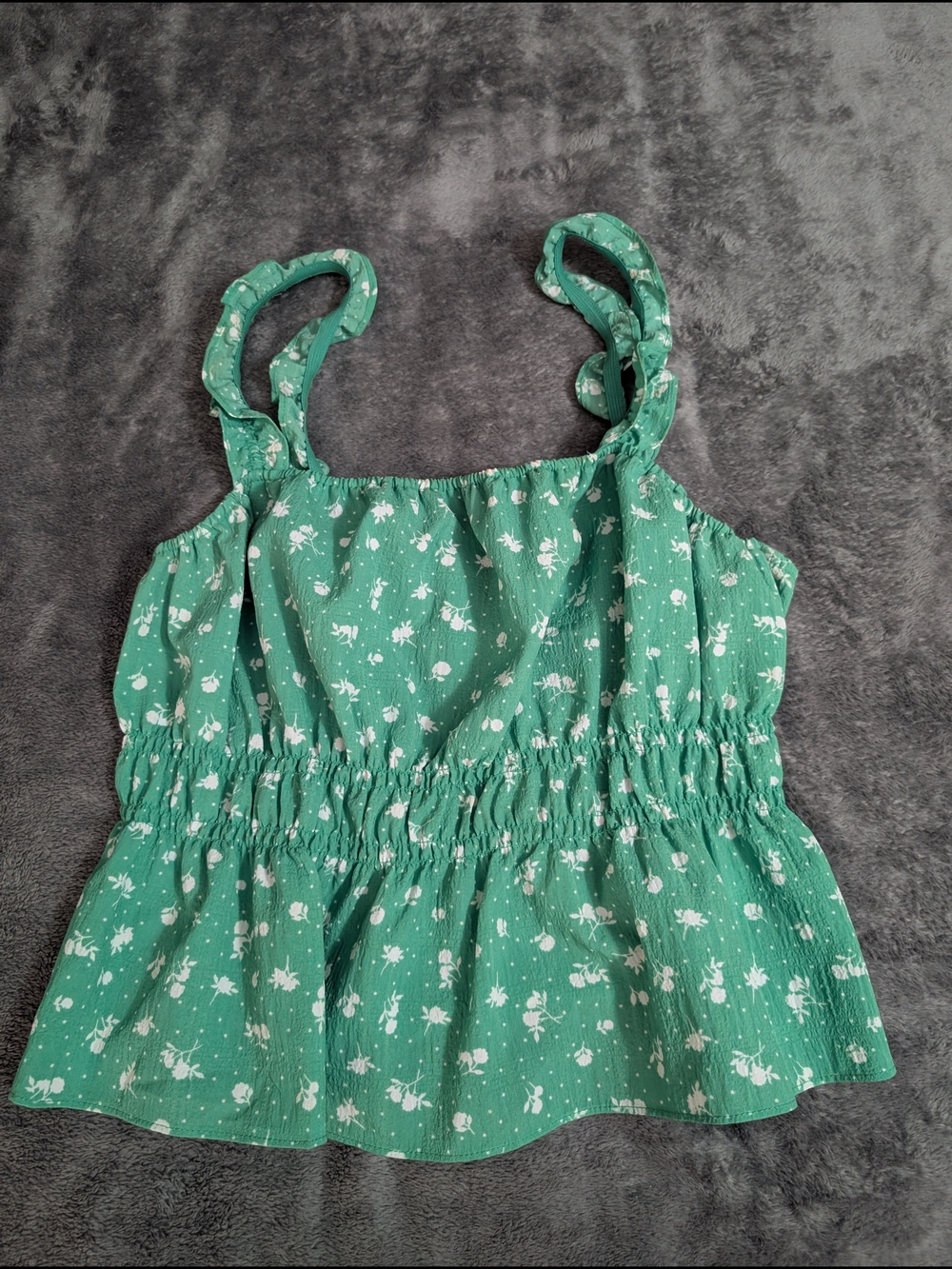 H&M Green Floral Smocked Camisole